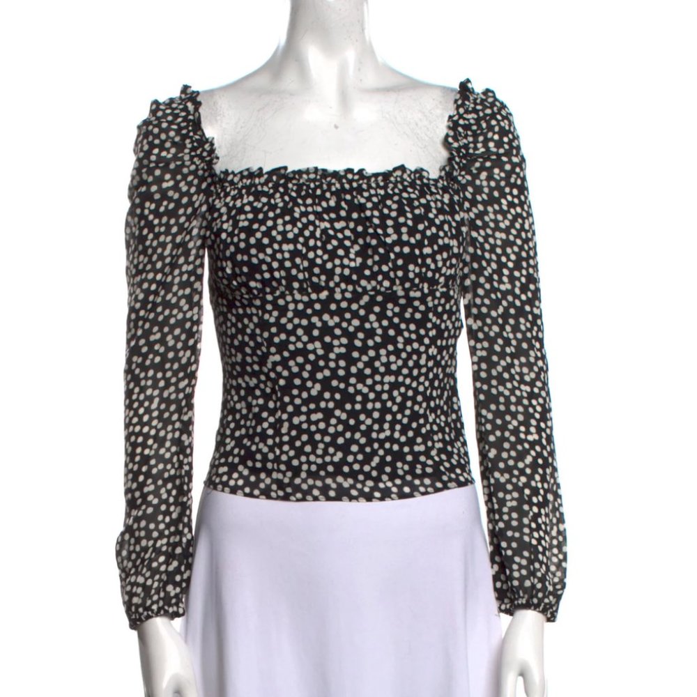 Reformation Polka Dot Print Square Neckline Top
